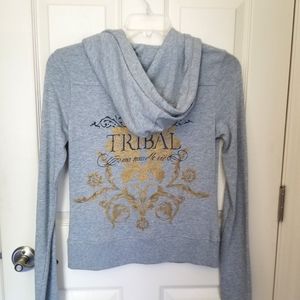 NWT- Sz M- Grey Tribal Denime Hoodie